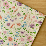 50*50【綿麻シーチング】Muted Tone Flowers／生成《 生地 シーチング 生地 コットン 綿 花柄 フラワー 綿麻 リネン 麻 COTTONCANDY 薄手 》