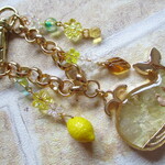 ◇2425 🍋レモンクォーツのくじら　バッグチャーム🐳🍍 ※重ためです