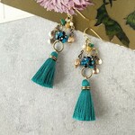 オリエンタル ビーズ タッセル フリンジ ピアス イヤリング