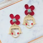 再販⭐レトロなお花付きの女の子ピアス
