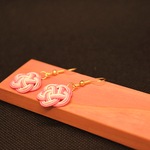 水引　ピアス　ゴールド　ピンク系　梅
