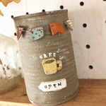 ガーランド付きリメイク缶　cafe ブラウン