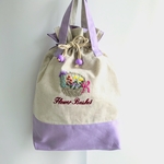 刺繍花かご・巾着バッグ