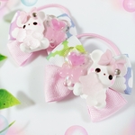 1セット限定🌟大人気‼️🆕キッズ用✨キュートなくまちゃん♡雲柄リボンのヘアゴム(ピンク)