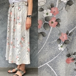 【SALE】着物リメイク　ベルト付きギャザーロングスカート