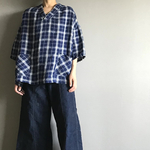 ■ドクターシャツ■フレンチリネン■ネイビーチェック