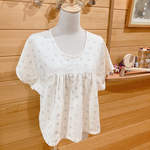 半袖ガーゼブラウス•生成カラー水玉