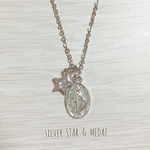 シルバー色☆メダイと星形ジルコニアのネックレス
