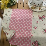 【再6】ピンクナチュラル❤️25×35 花、チエック、ドットミックス女の子両面可愛い花柄ランチョンマット⭐️お名前タグサービス⭐️