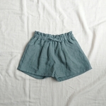 (120)フレンチリネンのタックショートパンツ＊ユーカリ