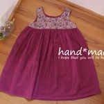 ノースリワンピ130*Wガーゼ・赤紫*リバティ