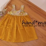 ノースリワンピ110*Wガーゼ・マスタードイエローリバティ 