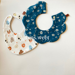 ❁¨̮女の子スタイ 2枚セット❁¨̮わんちゃんネイビーフラワー