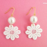 お花レースのコットンパールピアス（イヤリング）