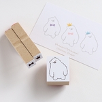 ぽってりクマさんのラバースタンプ・ミニ王冠とミニリボン付き〈ゴム印はんこ〉3点セット