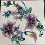 百合の花 ゆり 刺繍ワッペン アップリケ 大きい 紫 結婚式ドレス 蝶 北欧 ヴィンテージ アンティーク レトロ 素材