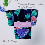 犬の浴衣✨犬用本格浴衣 紫陽花柄 染め 濃紺 犬服 夏