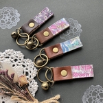 新色追加　リバティ自転車キーホルダー『Jenny's Ribbons』鈴つき●ビニコ　ラミネート　革　ストラップ