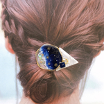 夜空 ヘアカフ ポニーフック ブルー 雪の結晶 ヘアアクセサリー ゆれる　キラキラ