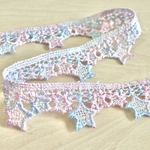 ♡繊細レース♡［星屑・キキララ］50cm　 刺繍レース　ブレード　テープ　星　シャンデリア　カラフル