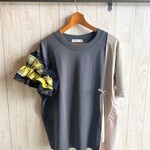 sale♥フリル袖　アレンジカットソー　チェックイエロー　550
