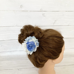 ①フラワーヘアゴム〜＊ブルー×ホワイト＊〜