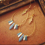 モロッコフーブピアス♢淡ブルー×ホワイト#ヨーロピアンベージュ