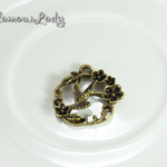 6個/セット 25*24mm 金古美/アンティーク調 花蔓小鳥チャーム　