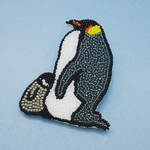 コウテイペンギン親子　ビーズ刺繍　ブローチ