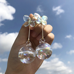 3 ガラスドーム　シャボン玉　エメラルドグリーン　ピアス　イヤリング