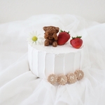 bbjoker様　専用　くまさん可愛い♡いちごのミニクレイケーキandお名前ビスケット☆1歳誕生日　手持ちケーキ　誕生日ケーキ　自宅撮影　1歳以外でも承ってます♪