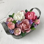 薔薇とブリキ缶🌹ピンク系（ペーパーフラワー、ペーパークイリング）