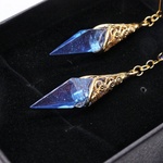 大人　可愛い　レジン　アシンメトリーピアス　ミッドナイトブルー