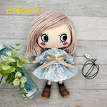 新作✨着せ替え〈2点セット〉ෆ̈ ハッピードール　イーマリー　(フリル袖トップス・スカート) グレー　花柄　セットアップ　リボン　