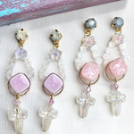 ❤️再販④❤️ ヴィンテージ パーツとおはじきボタン　のアクセサリー　　昭和レトロ　レトロ　レトロポップ　ファンシー　大ぶり　