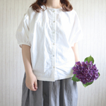 【受注製作】ドルマンスリーブブラウス(ホワイト)｜低身長さんのためのナチュラル服ELLIE(エリー)