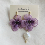 flower drop pearl pierce(orchid)
