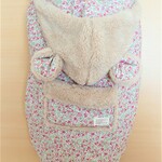 3wayベビー用もこもこ防寒ケープ ピンクお花柄×ベージュ