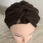 肌に優しいダブルガーゼヘアバンド　ターバン　シンプル　茶色