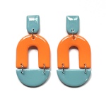 bi-color oval dangle ＜orange × sky blue＞バイカラーダングルピアス/イヤリング(アレルギー対応)