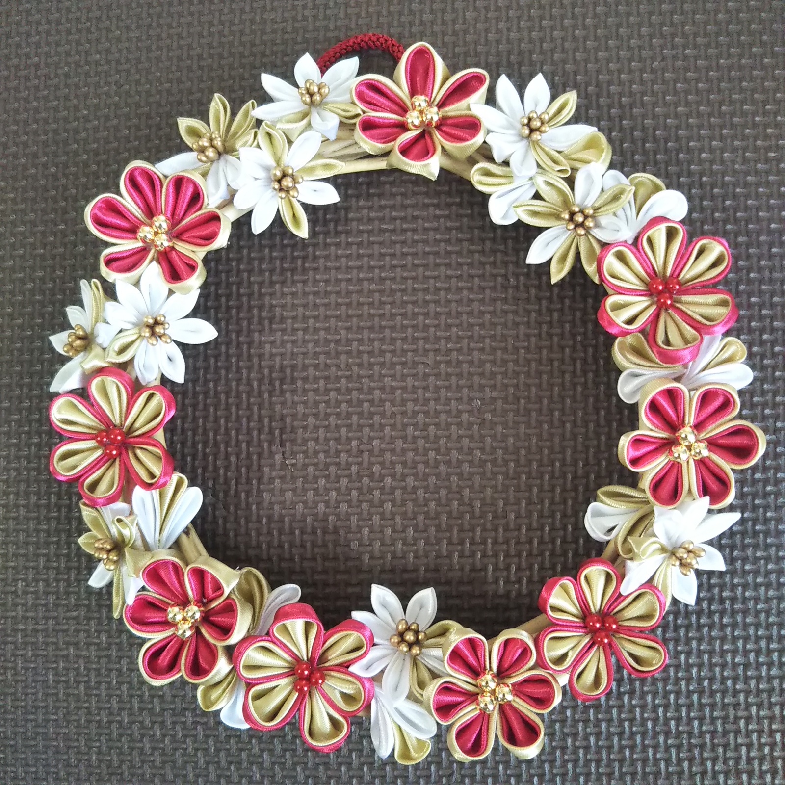 専用☆つまみ細工フラワーリース フラワーリース 青 つまみ細工 リース Flower 通販 18372294