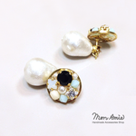 【送料無料】再販! 2WAY!! Jewel Pierce 15mm（ジェット／コットンパールキャッチ付）