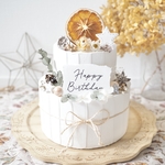 クレイケーキ　飾り付き　ウェルカムスペース　ホワイト×グレー　誕生日ケーキ　結婚式