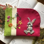 💞felt de patchworkうさぎのポーチ🐰