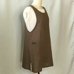 ミルクチョコ色綿スラブワッシャー　サイドスリット・プルオーバーエプロンドレス　88