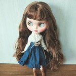 再出品245.※単品※青の編み上げリボンのスカート※ブライスアウトフィット※1/6ドール服