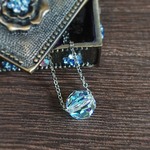 再販)レア✳ラウンド クリスタルブルーオーロラの一粒ネックレス／SWAROVSKI社製クリスタルガラス