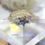 ビーズ 《星の指輪 》希少カラー/スワロフスキー 【ビーズアクセサリー】ビーズリング ・再販
