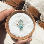 11号【サイズ調整不可】《silver925》raw aquamarine×turquoise✴︎2 stone ring❤︎