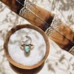 13号【サイズ調整不可】《14kgf》rainbow moon×turquoise✴︎moon ring❤︎